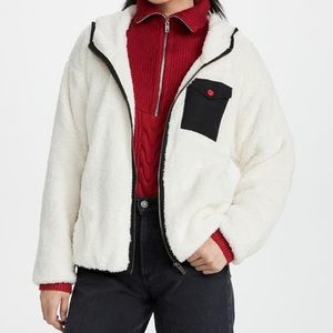 UGG Sherpa hooded Jacket beige with black trim